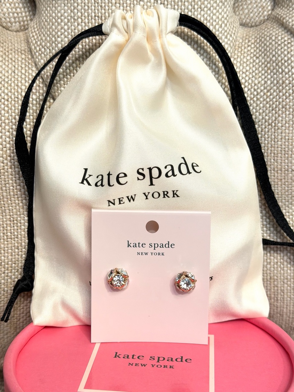 NEW Kate Spade Lady Marmalade Rose Gold Crystal Earrings Stud w/ Dustbag